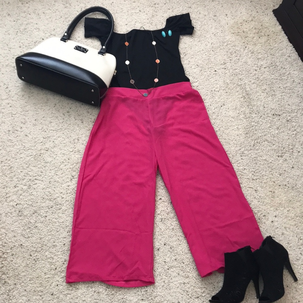 NWT BooHoo Bright Pink Palazzo Pants